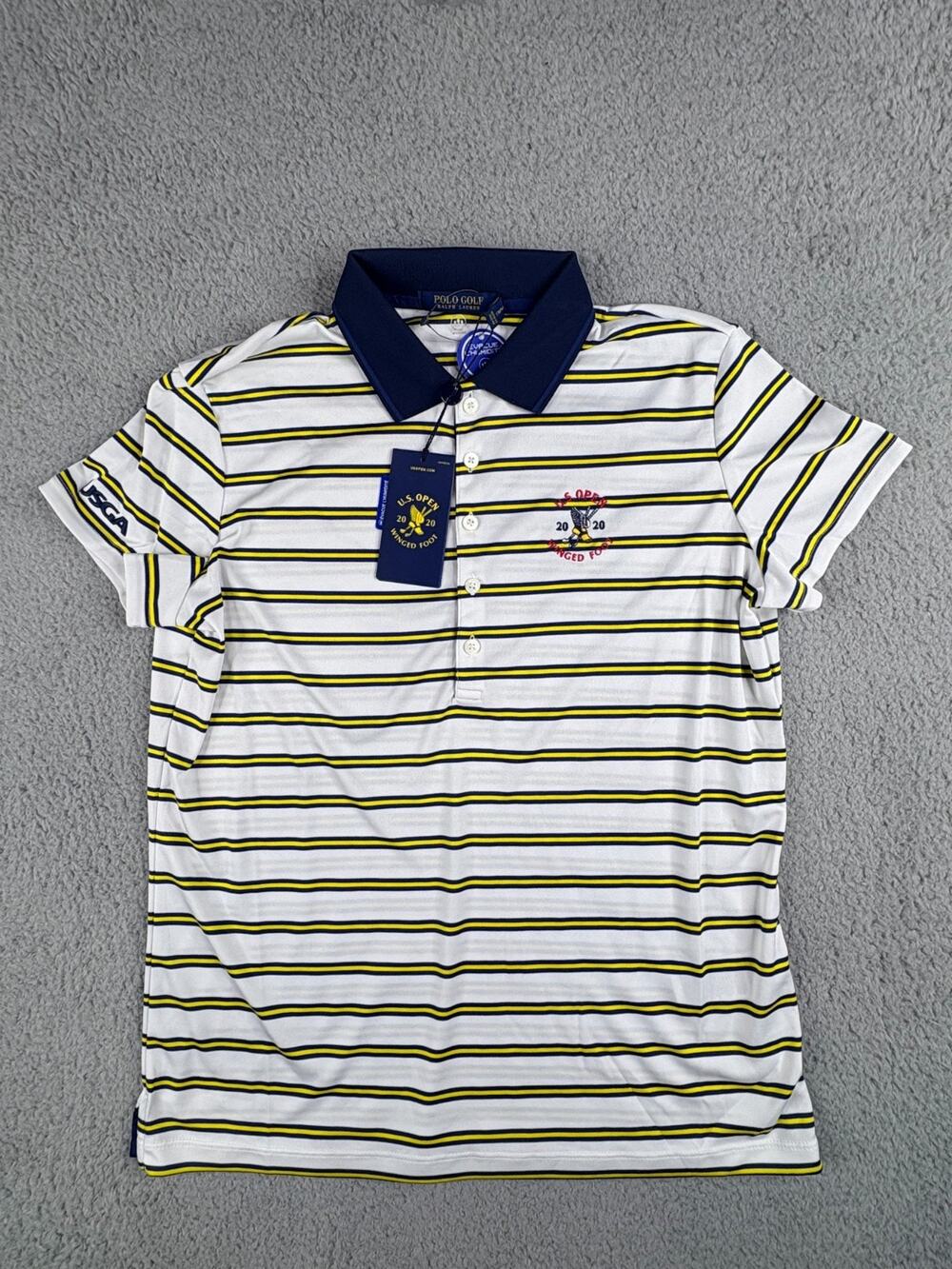 Polo Golf Ralph Lauren US Open Polo Shirt Women s Large White Blue Striped